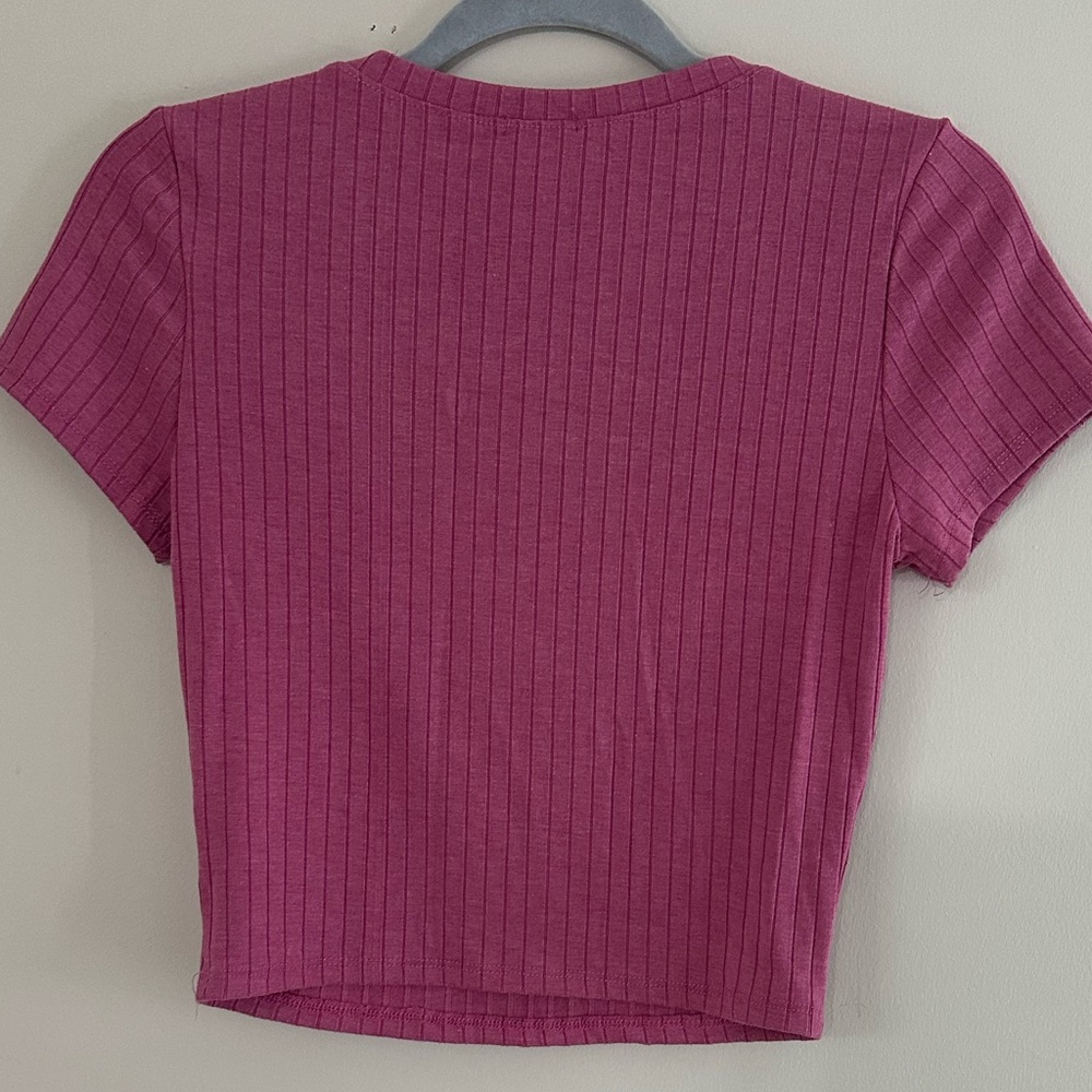 Bozzolo Fuchsia Ribbed Crop Top - Picture 4 of 4